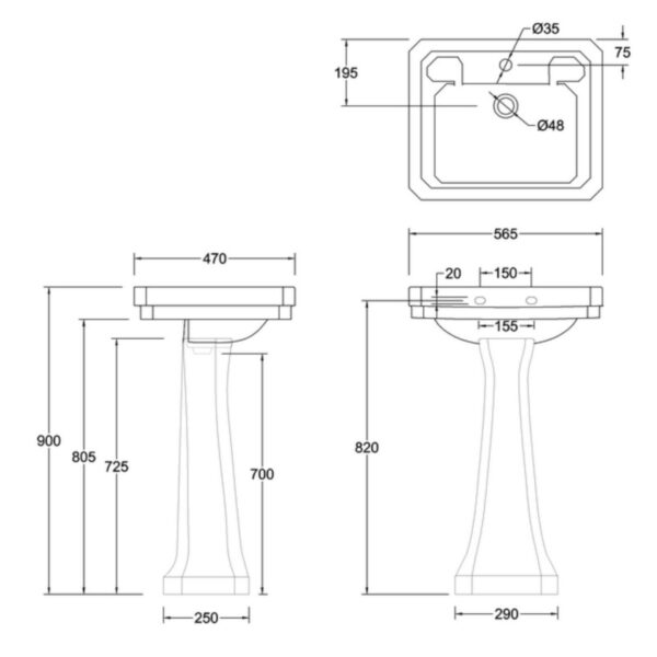 Mått med förhöjd piedestal