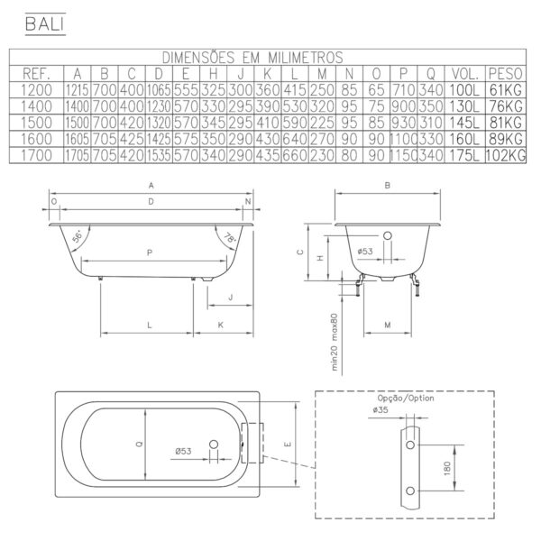Bali måttuppgifter Bali måttuppgifter