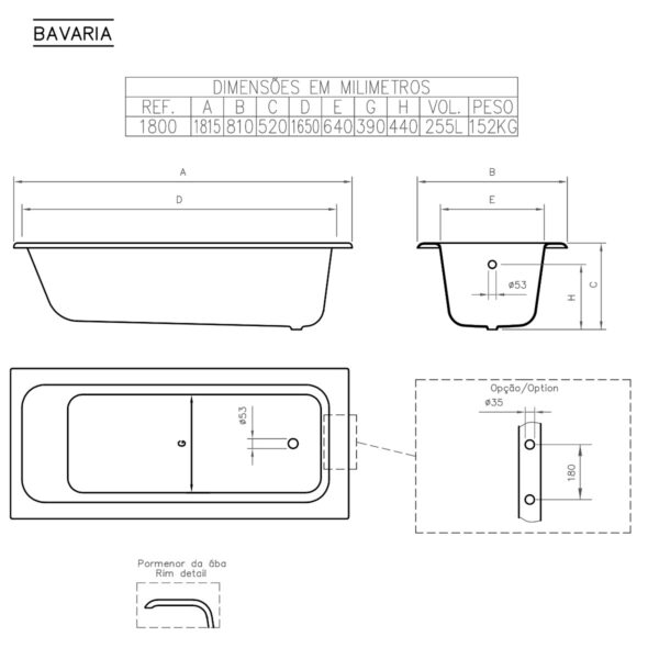 Bavaria måttuppgifter
