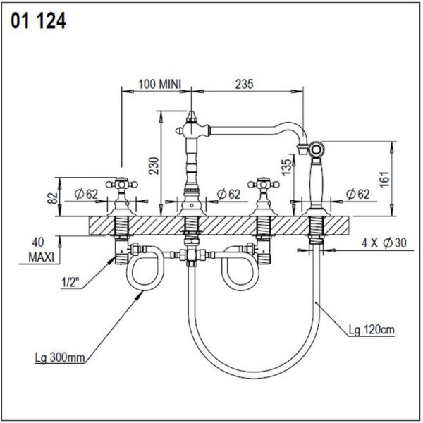 Julia köksblandare med handdusch 01.124