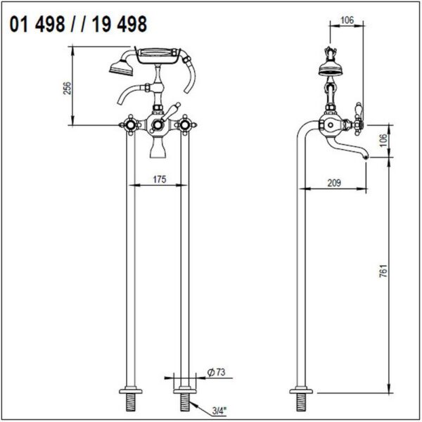 Badkarsblandare 01.498 / 19.498