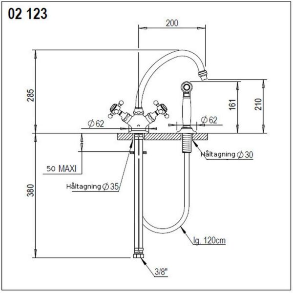 Eloise köksblandare med handdusch 02.123
