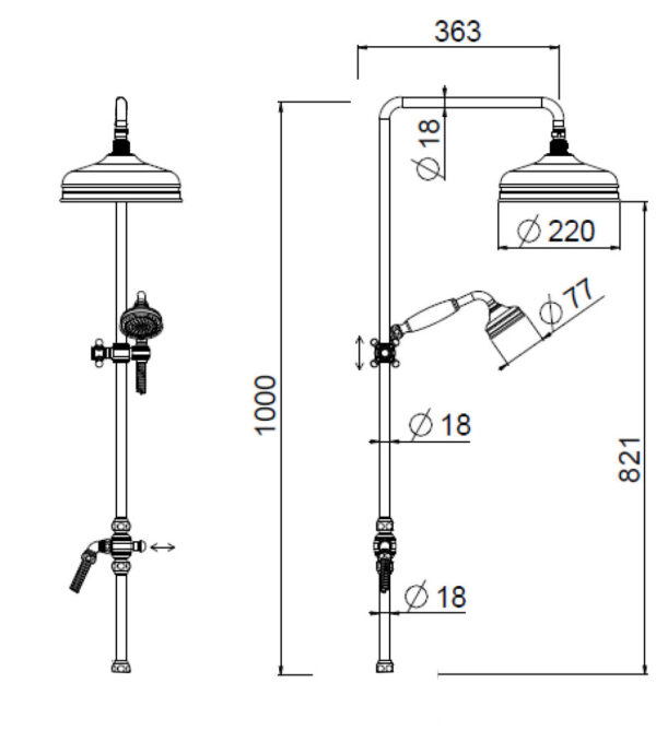 Colonial 30056 duschset mått