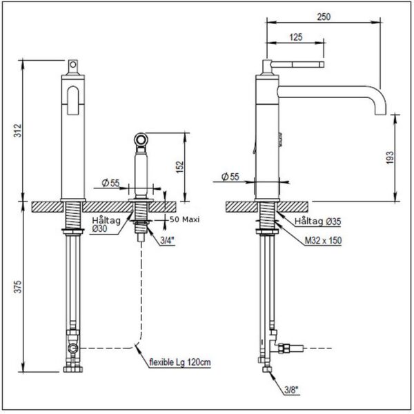 Alpha köksblandare med handdusch 37.723 Alpha köksblandare med handdusch 37.723