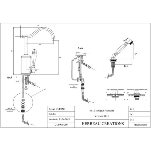 Flamande köksblandare med handdusch 41.10