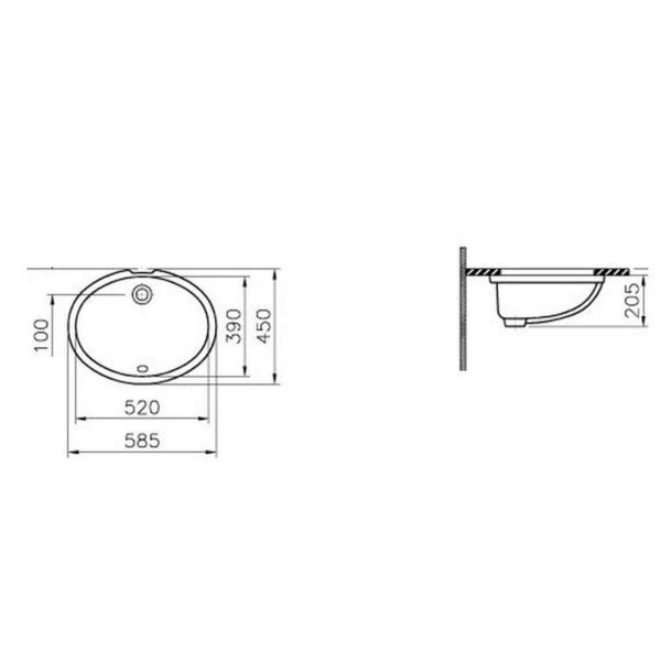 S20 inbyggnadstvättställ 58 cm