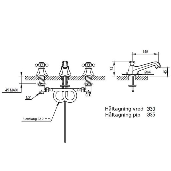 Ascott tvättställsblandare 35.260 och 62.260 mått Ascott tvättställsblandare 35.260 och 62.260 mått