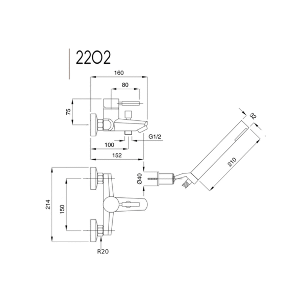 Kobuk badkarsblandare 2202