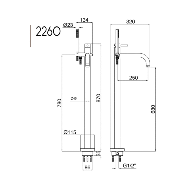 Kobuk badkarsblandare 2260