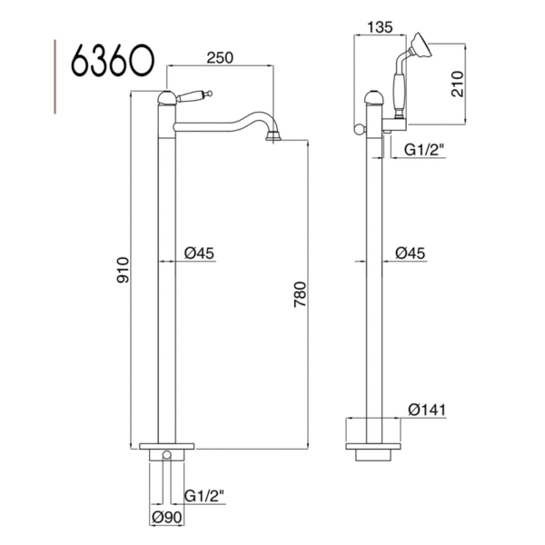 Oxford badkarsblandare 6360