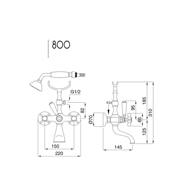 Princeton badkarsblandare 800 Princeton badkarsblandare 800