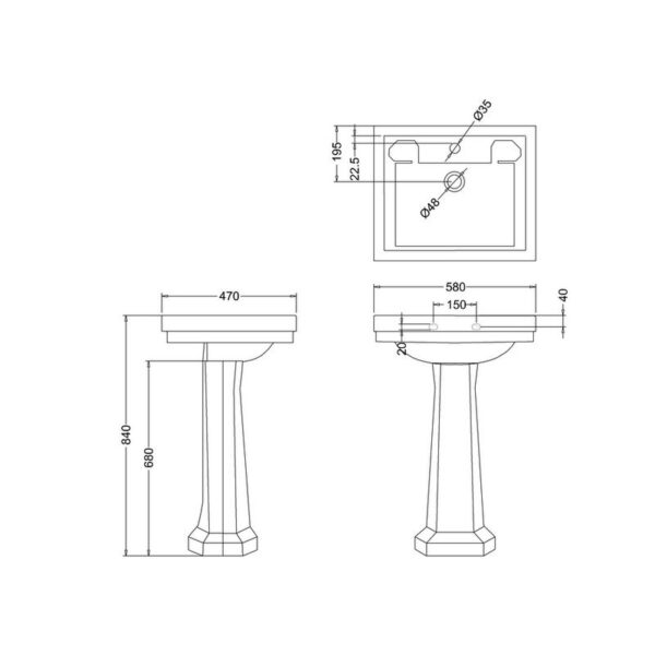 Burlington Clean tvättställ 58 cm Burlington Clean tvättställ 58 cm