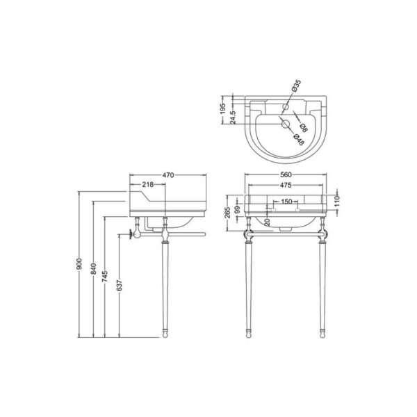 Burlington Edwardian tvättställ 56 cm