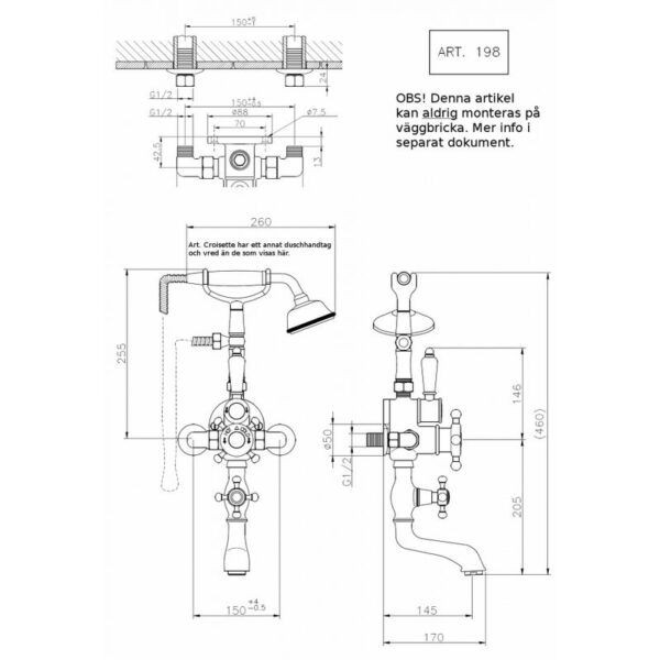Croisette badkarsblandare 198