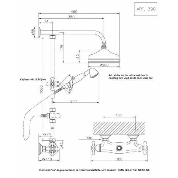 Croisette och Victorian 390 duschset