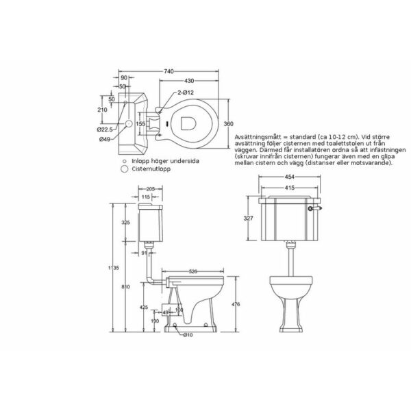 Burlington lågspolande wc - förhöjd/smal cistern Burlington lågspolande wc - förhöjd/smal cistern