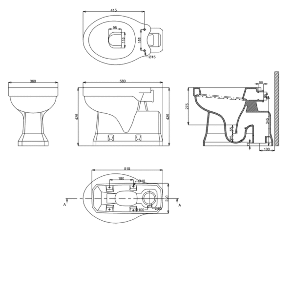 Nederdel högspolande toalett Nederdel högspolande toalett