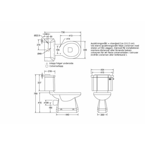 Burlington toalett med smal cistern