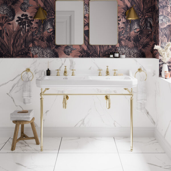 Edwardian dubbeltvättställ guldställning