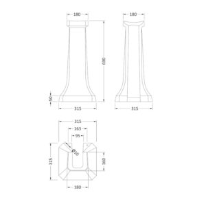 Victrion 65 cm tvättställ med piedestal