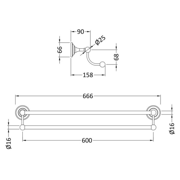 Victrion dubbel handduksstång
