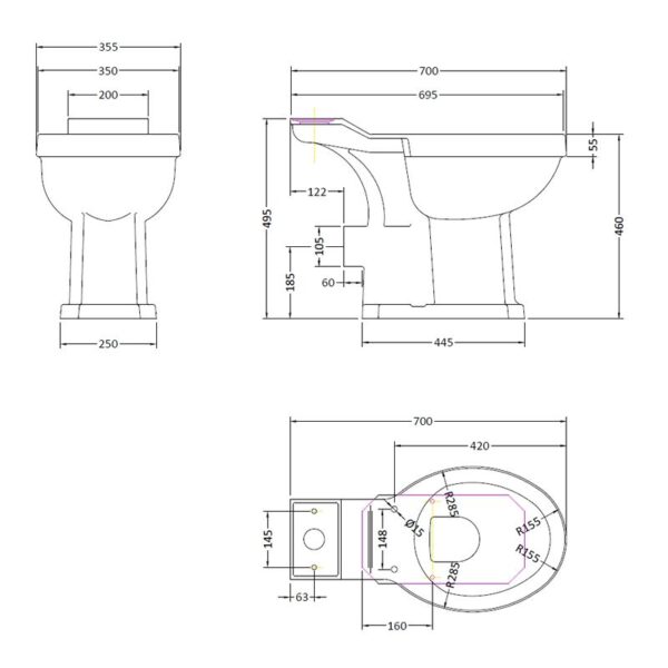 Fitzroy förhöjd toalettunderdel