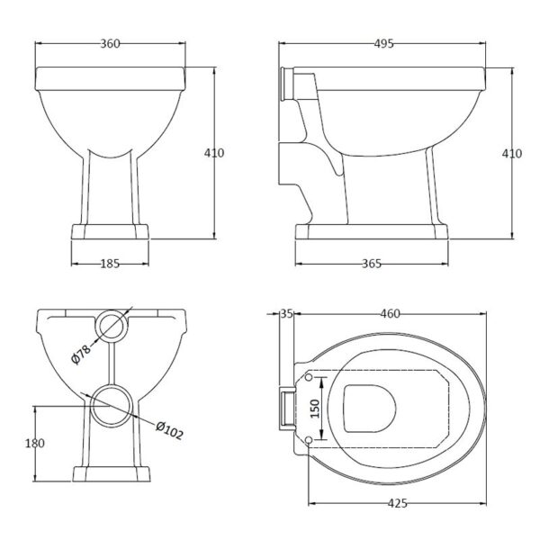 Fitzroy normalhög HL/LL toalettunderdel Fitzroy normalhög HL/LL toalettunderdel