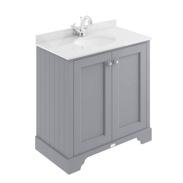 Bayswater 82 cm kommod grå med vit topp