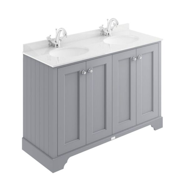 Bayswater dubbel 122 cm kommod grå med vit topp