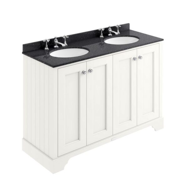 Bayswater dubbel 122 cm kommod vit med svart topp