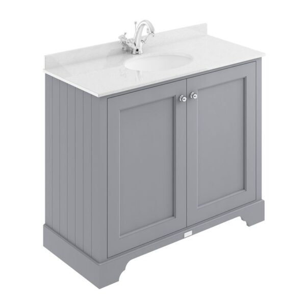 Bayswater 102 cm kommod grå med vit topp