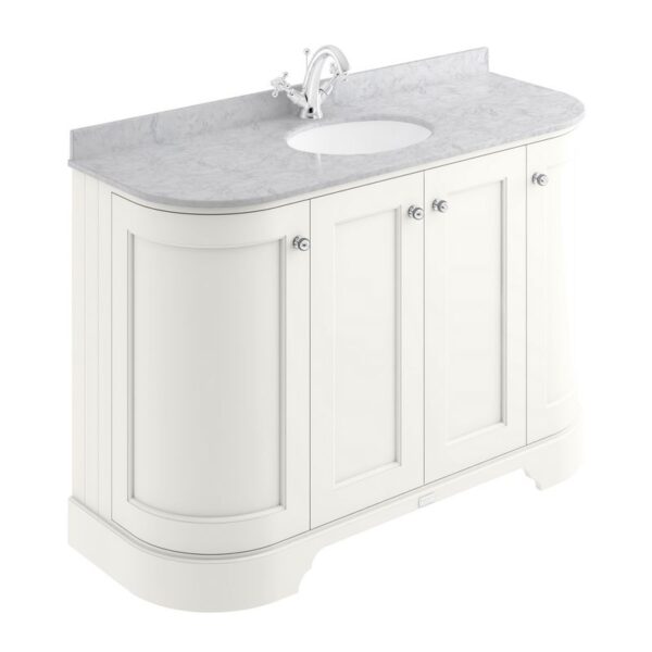 Bayswater 122 cm rundad kommod vit med grå topp