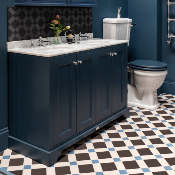 Bayswater dubbel 122 cm kommod blå med vit topp