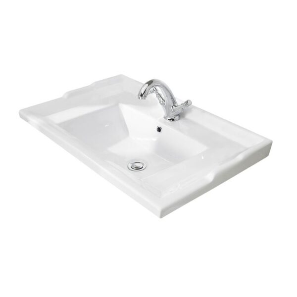 Bayswater porslinstvättställ till 62 cm kommod, ett blandarhål