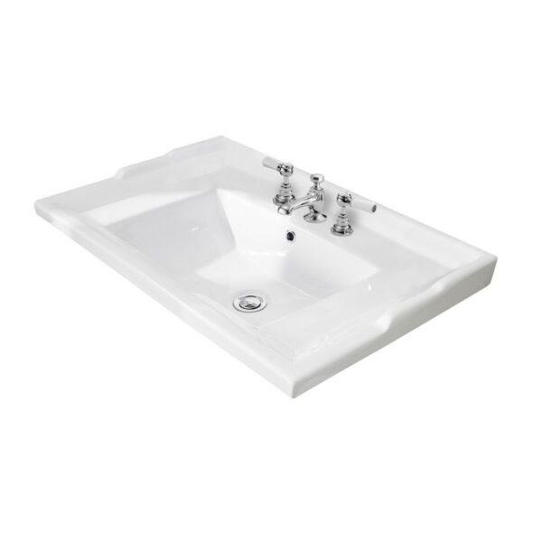 Bayswater porslinstvättställ till 62 cm kommod, tre blandarhål