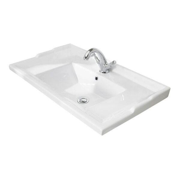 Bayswater porslinstvättställ till 82 cm kommod, ett blandarhål