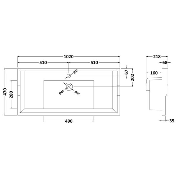 Bayswater 102 cm marmortopp