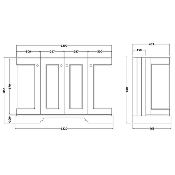 Bayswater 122 cm rundad kommod