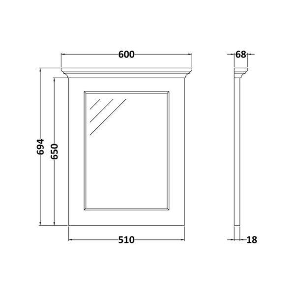 Bayswater spegel ca 60x70 cm