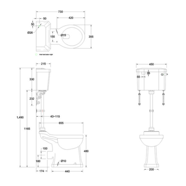 Mellanhög WC med smal cistern