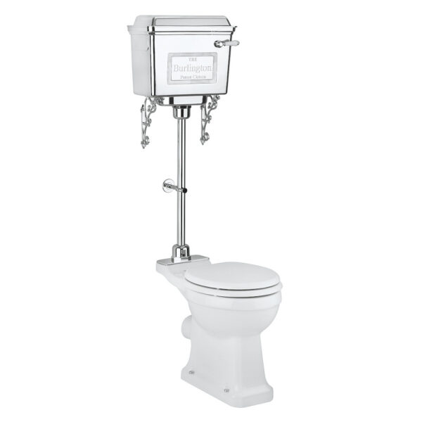 Mellanhög WC med kromcistern