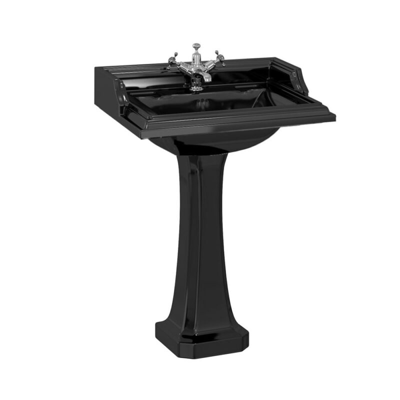 Classic 65 cm svart tvättställ på piedestal