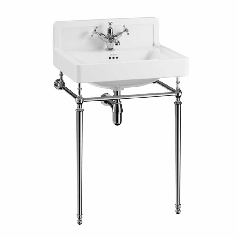 Contemporary 61 cm tvättställ på kromad metallställning