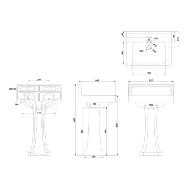 Mått Contemporary 61 cm tvättställ