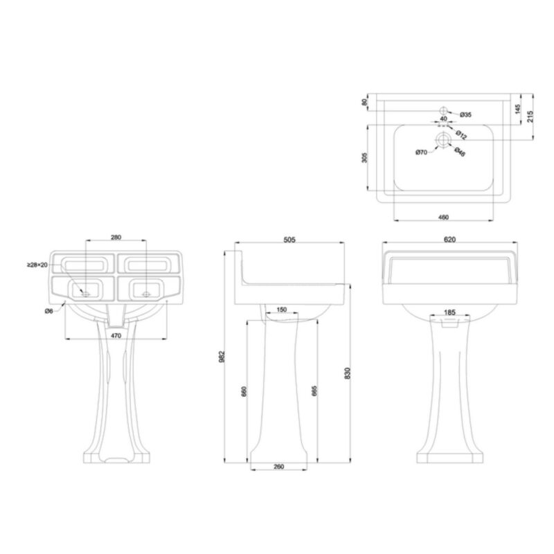 Mått Contemporary 61 cm tvättställ