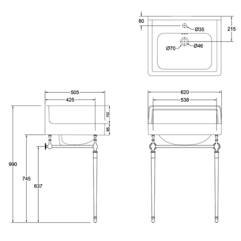 Contemporary tvättställ 61 cm med metallställning - Bild 7