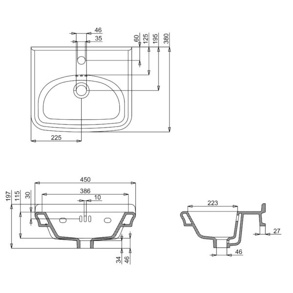 Mått Guild 45 cm tvättställ