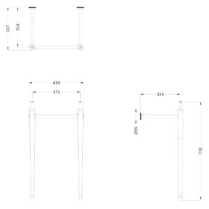 Guild tvättställ 45 cm med metallställning