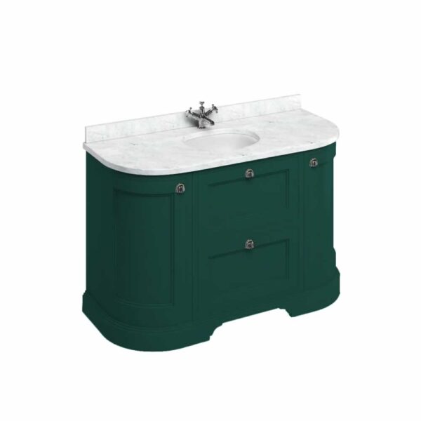 Burlington 134 cm kommod grön med lådor och carrara-minerva