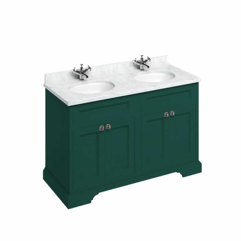 Burlington 130 cm kommod grön med dörrar och carrara-minerva